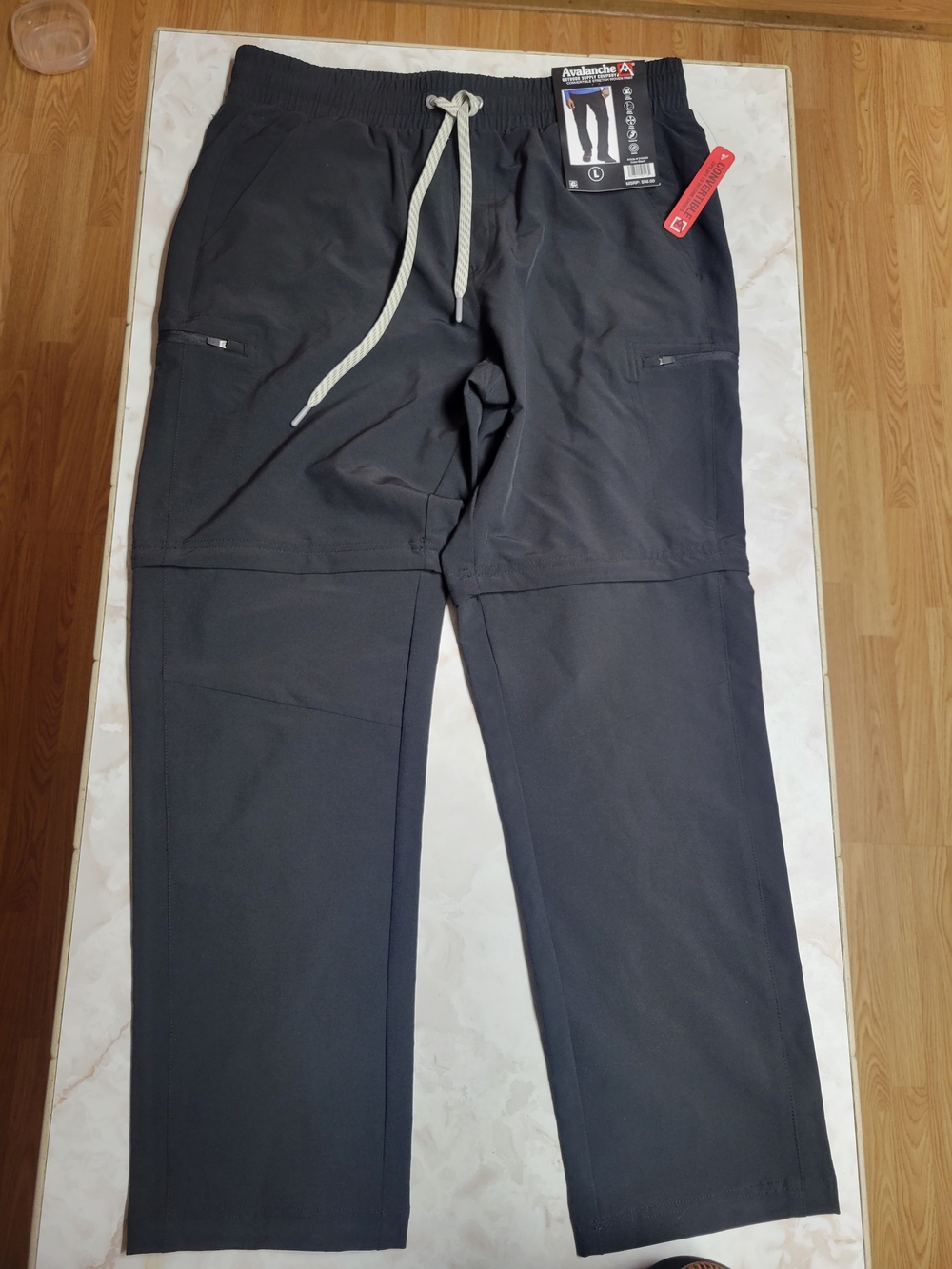 Avalanche Convertible Hiking Pants Black NWT Large Stretch Outdoor Zip Off Pants